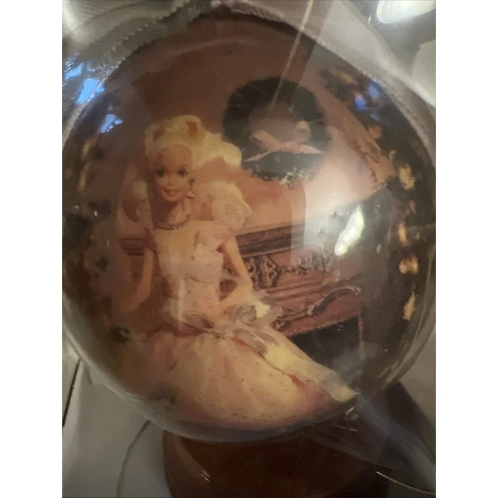 1997 Walmart 35th Anniversary Barbie Decoupage Ornament with Wooden Stand